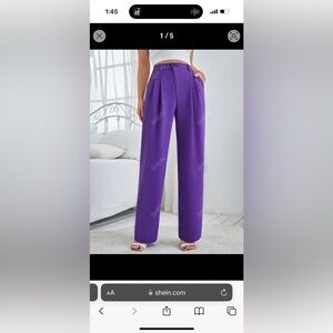 SHEIN Privé High Waist Plicated Detail Straight Leg Pants